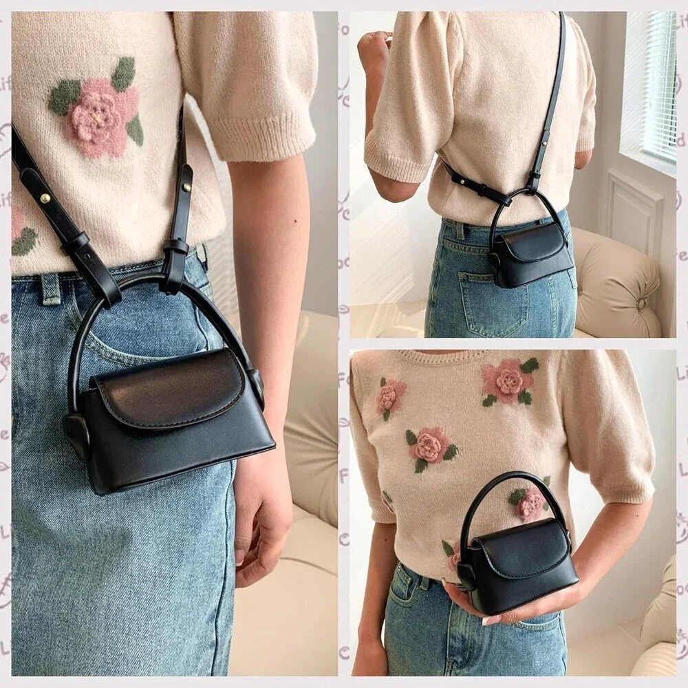Women Mini PU Leather Purse Crossbody Clutch Gift Trendy Petite Bag